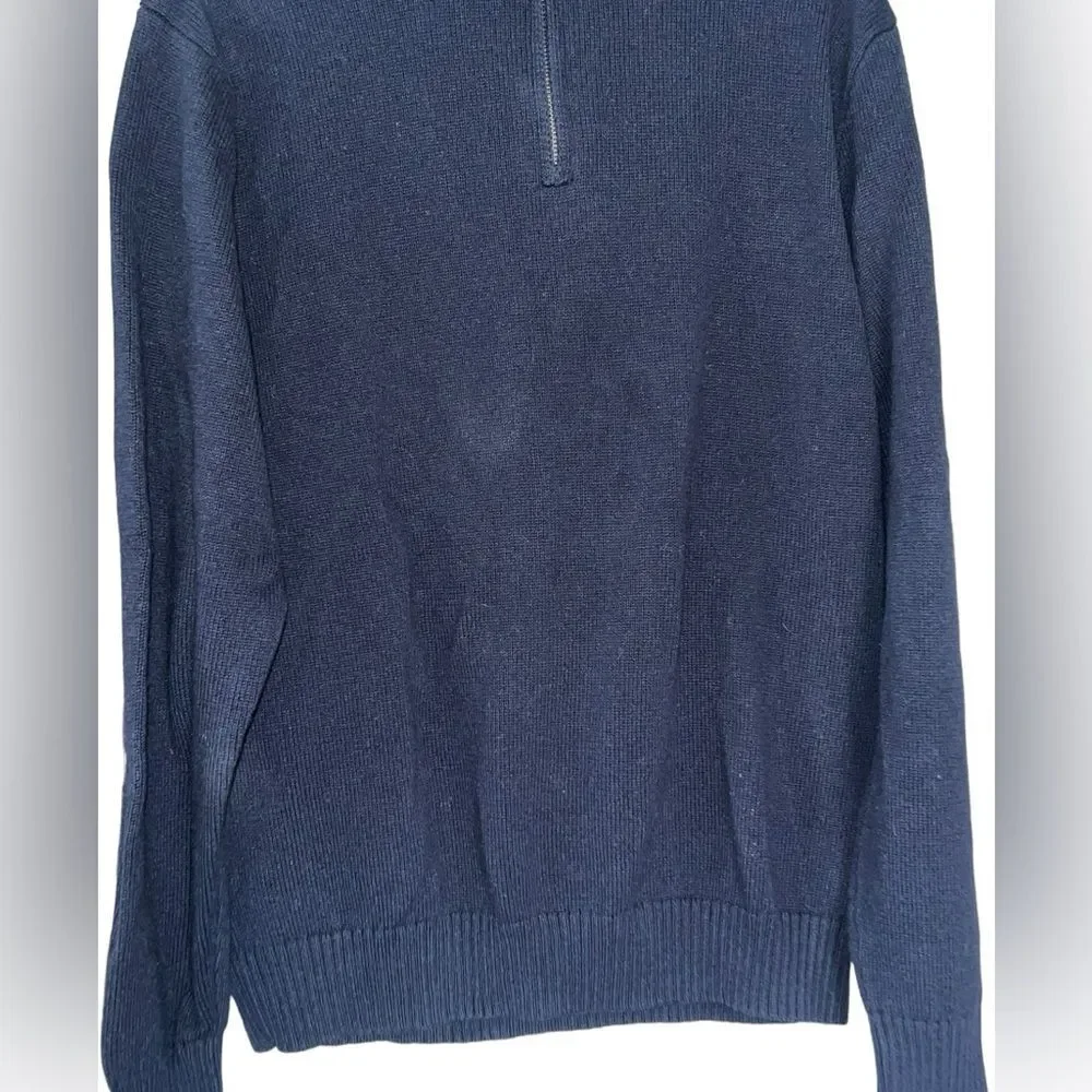J. Crew Cashmere Blend 1/4 zip pullover sweater‎ Blend Blue Brown Pull Size XL